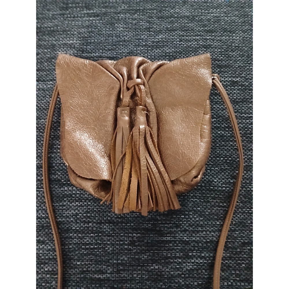 Susan Farber Collections Metallic Bronze Mini Crossbody Purse Tassels Western
